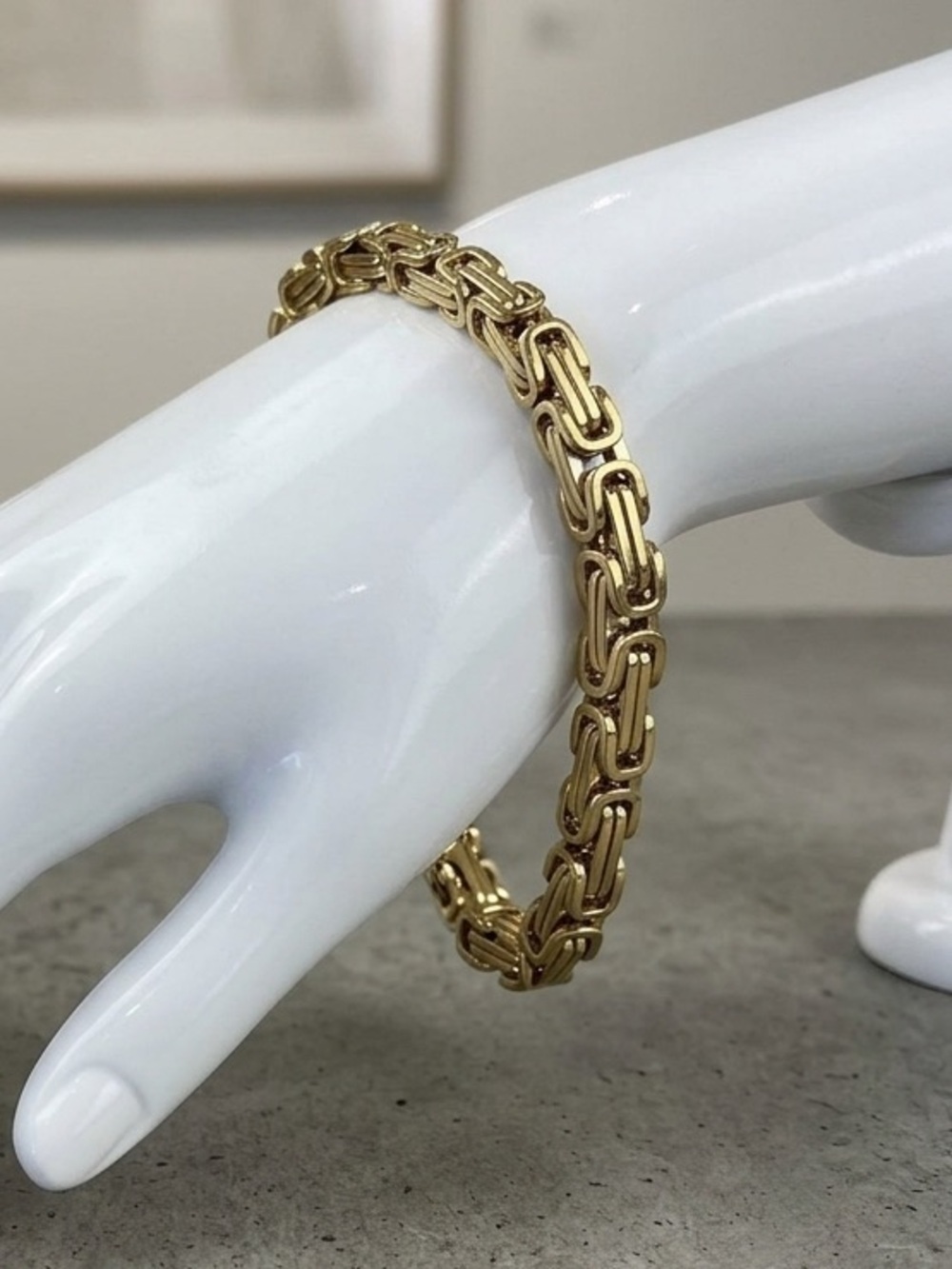 14 karat Gold plated Stainless Steel 8.3 inch 7mm width bracelet